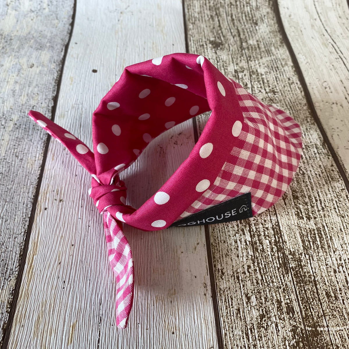 Pink Spotty Gingham Dog Bandana From Doghouse BANDANAS FOR DOGS