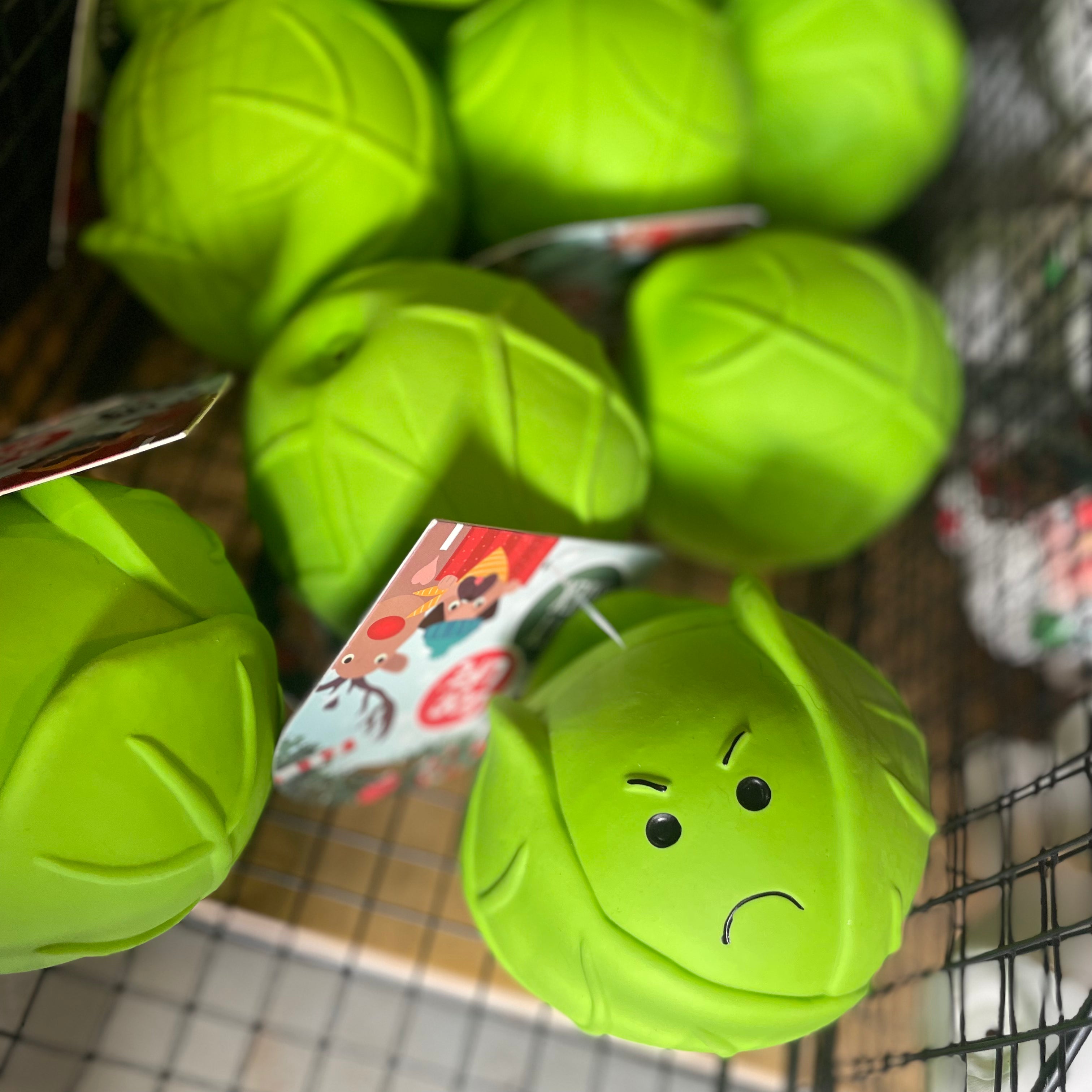Squeaky brussel sprout dog toy hot sale