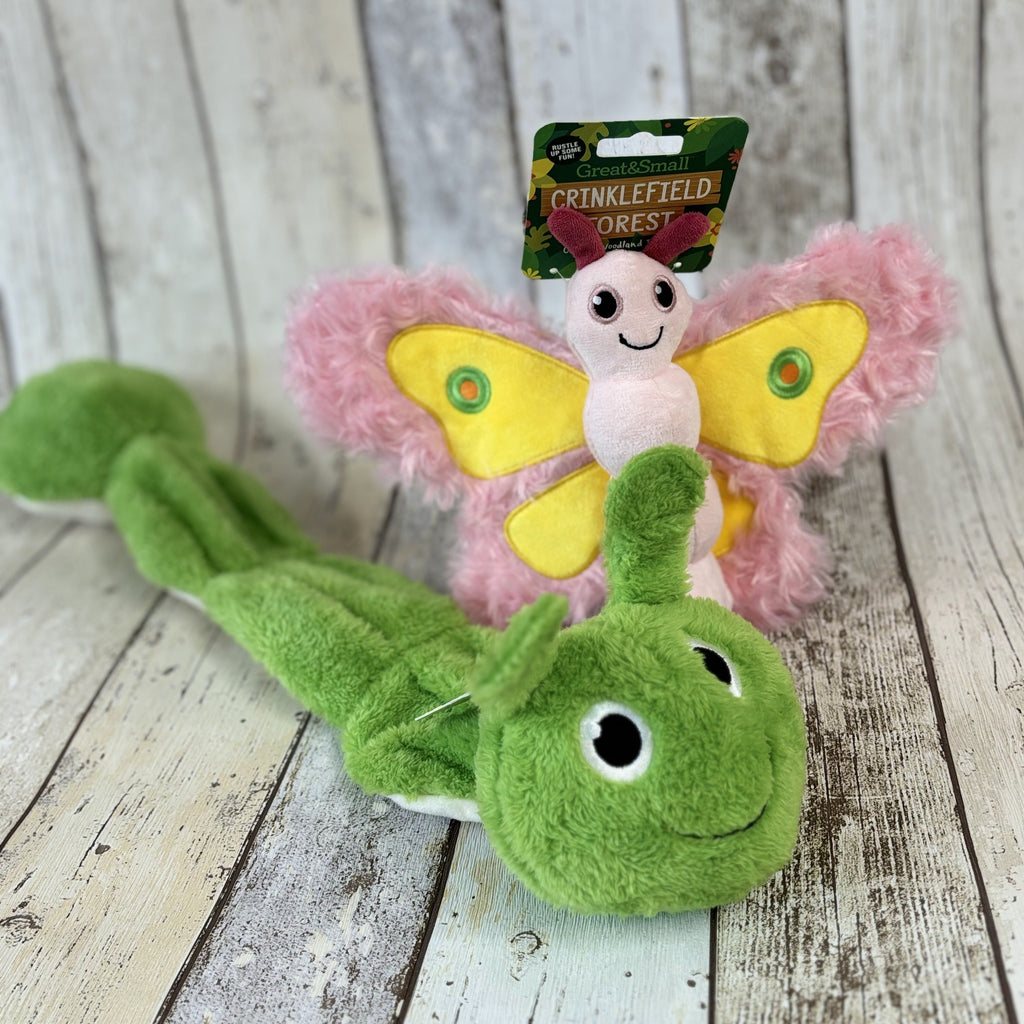 Crinklefield Forest Dog Toys Caterpillar Butterfly Crinkle Soft