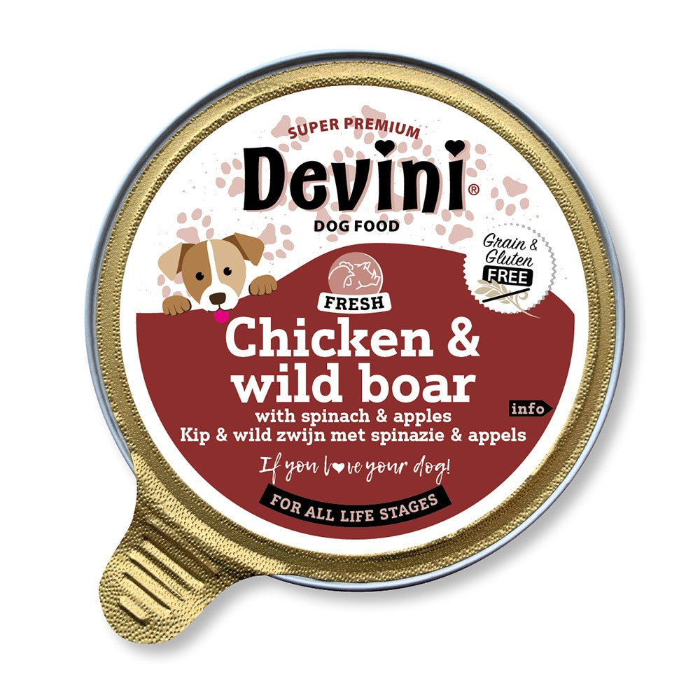 Devini Wet Dog Food Cups Chicken and Boar