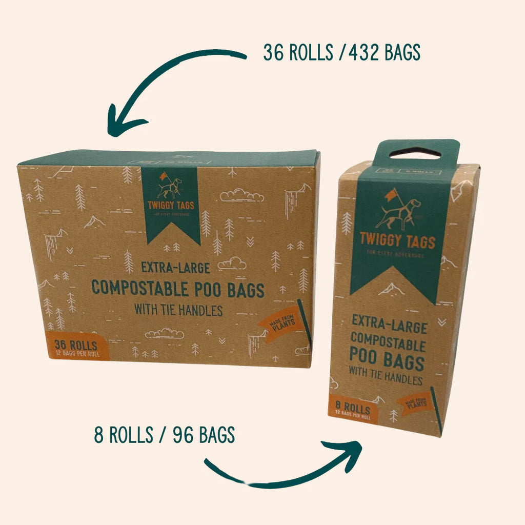 Twiggy Tags Compostable Poop Bags in Extra Large