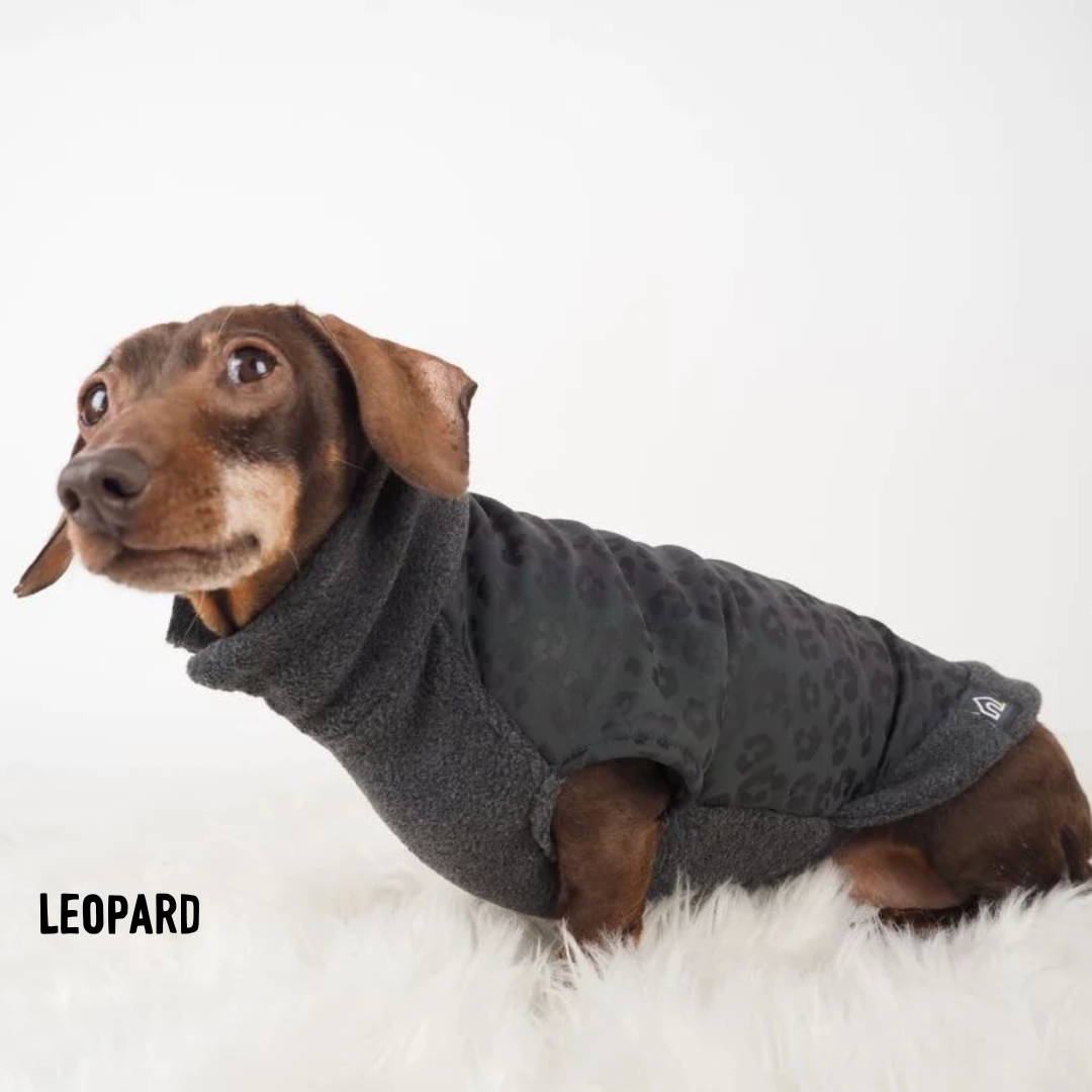 Dachshund Fleece Jumper with Reflective Waterproof Back Panel