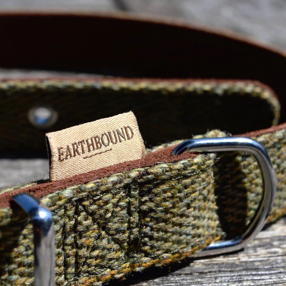 Green tweed online dog collar