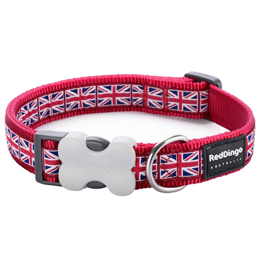 Red Dingo Union Jack Dog Collar and Lead - Doghouse