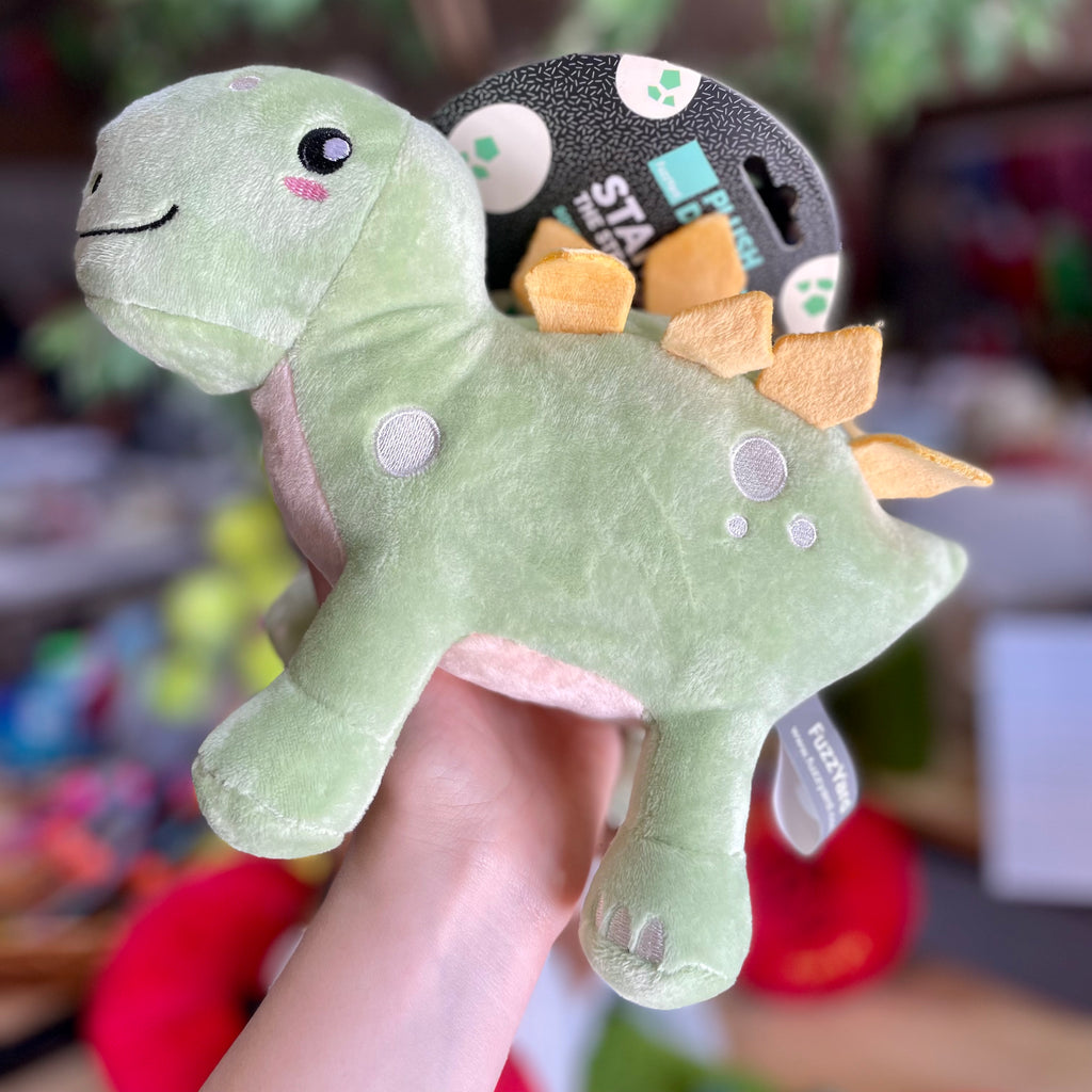dinosaur fuzzyard dog toy