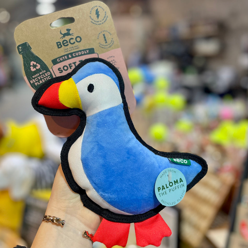 paloma puffin dog toy beco