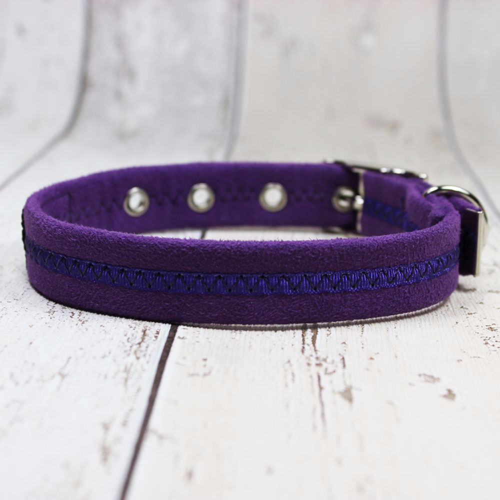 Lilac leather dog collar hot sale