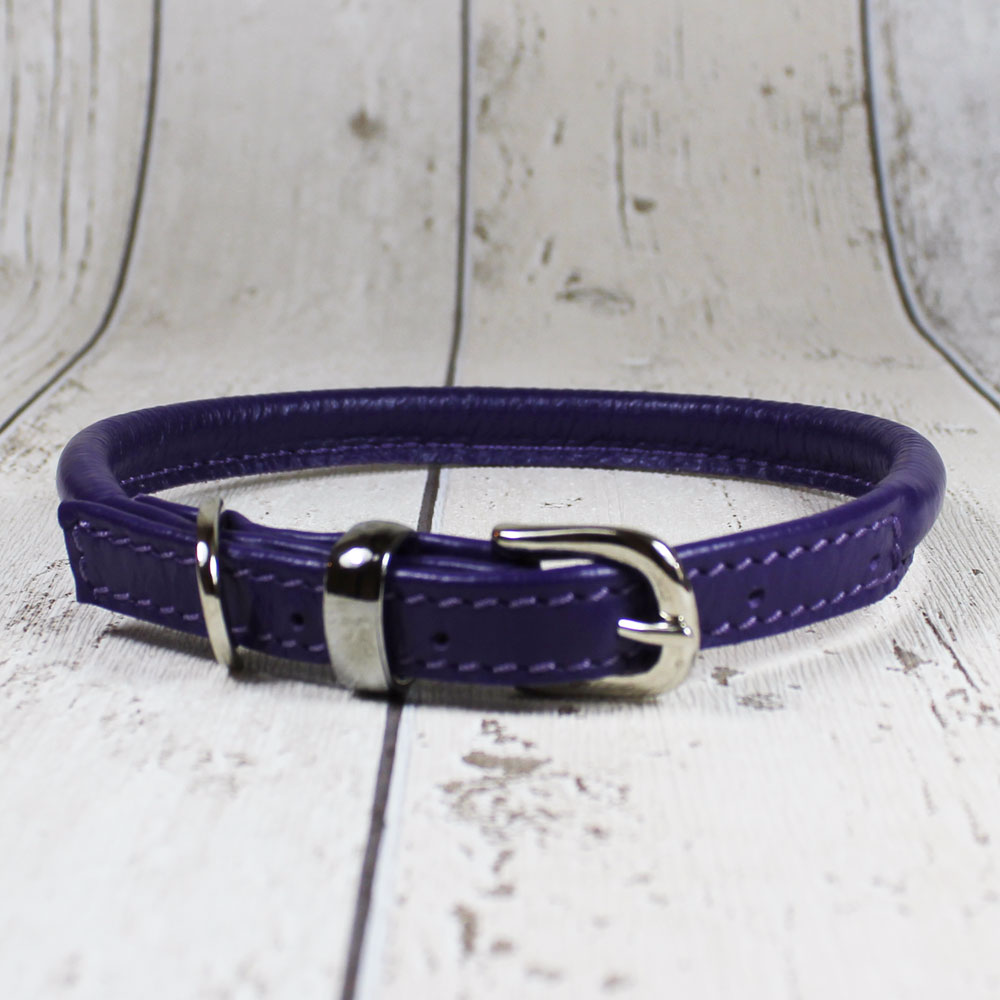 Purple Rolled Leather Dog Collar - Doghouse