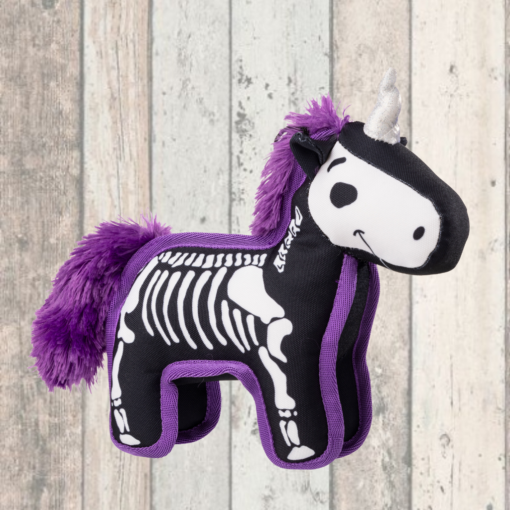 Halloween Tough Unicorn Skeleton Dog Toy